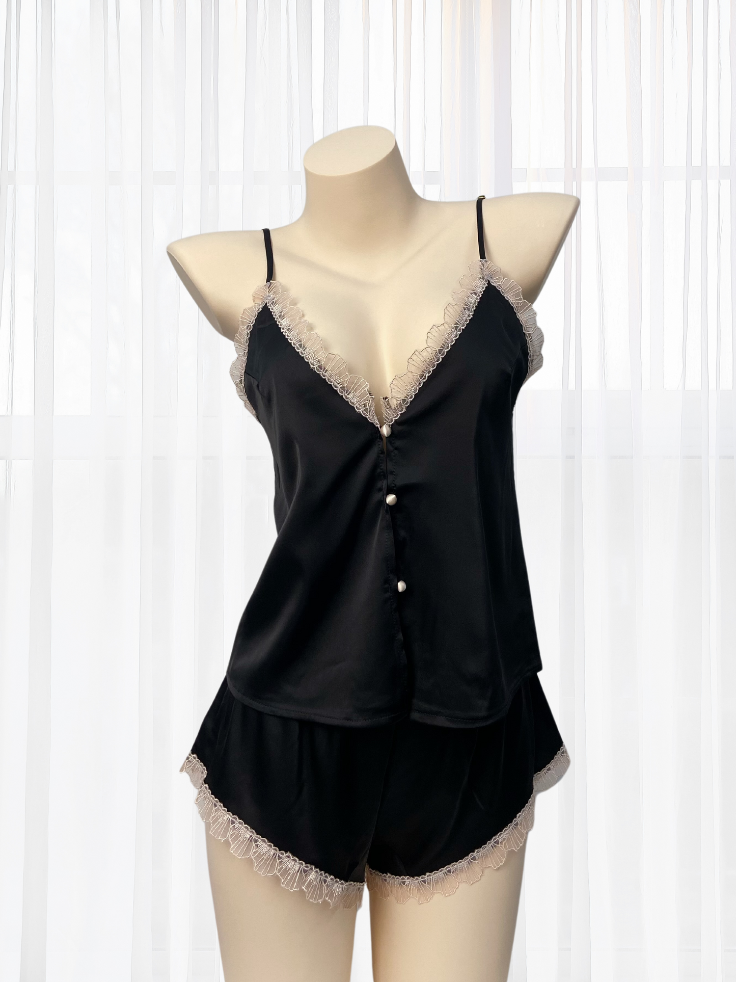 Wonder 18 Cordelia Black Satin Cami Set