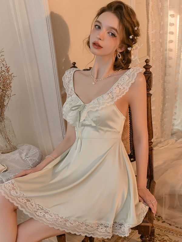 Wonder 18 Myra Soft Satin Babydoll Green