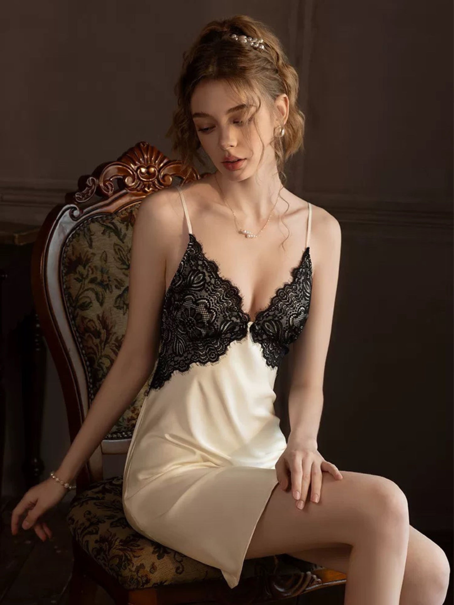Riona Satin Babydoll - Beige
