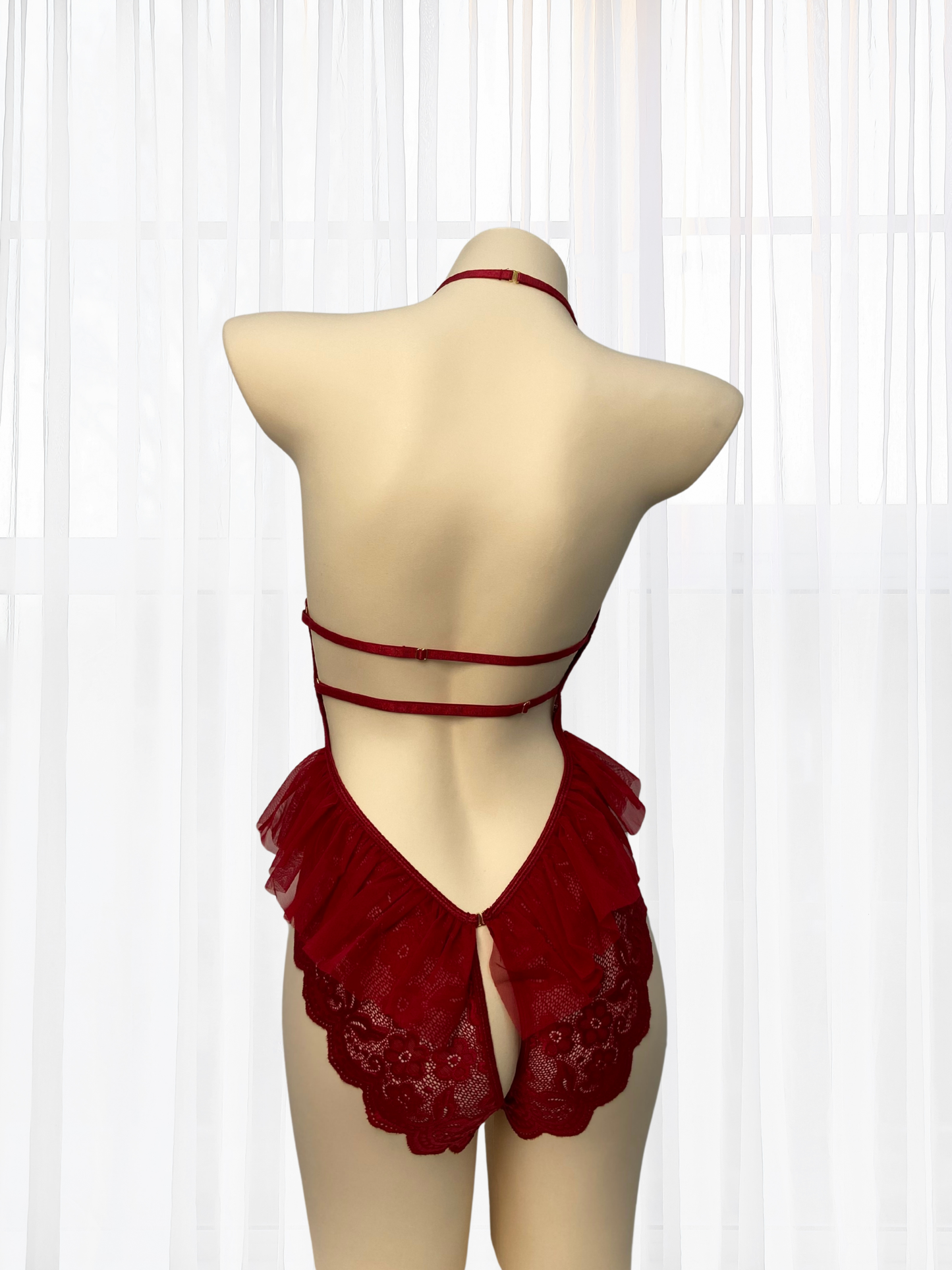 Wonder 18  Ariella Playsuit Sexy Lingerie Bodysuit Open Crotch - Red