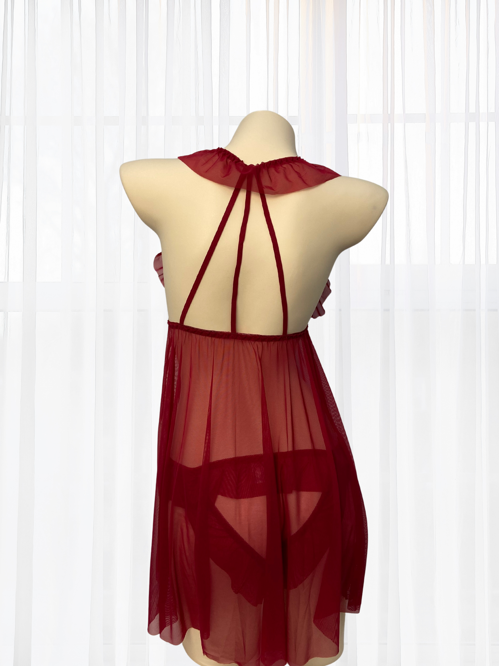 Wonder Maren Soft Sheer Open Nipple Red Babydoll