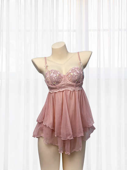 sexy cute seductive pink babydoll with matching panty