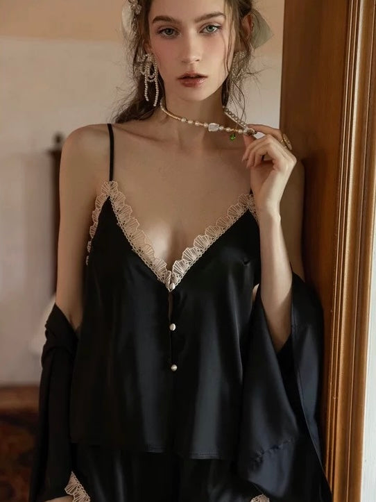 Wonder 18 Cordelia Black Satin Cami Set