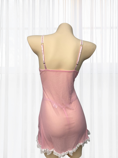 *NEW* Amira Sheer Lace Babydoll - Pink
