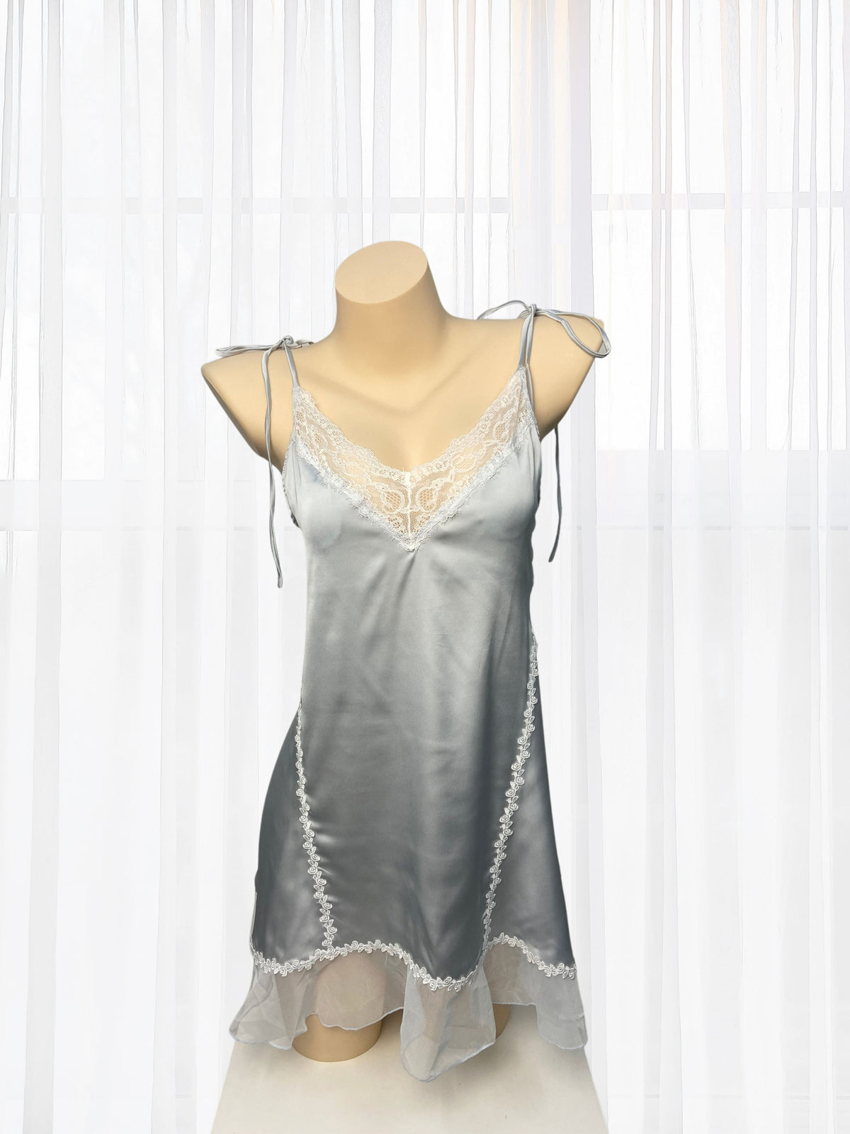 Amelie Blue Satin Chemise - Wonder 18