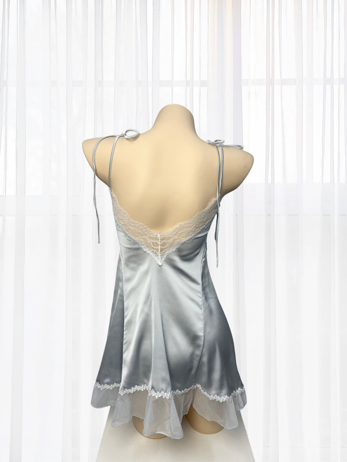 Amelie Blue Satin Chemise - Wonder 18