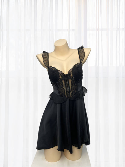 Seraphina Black Lace Chemise - Wonder 18