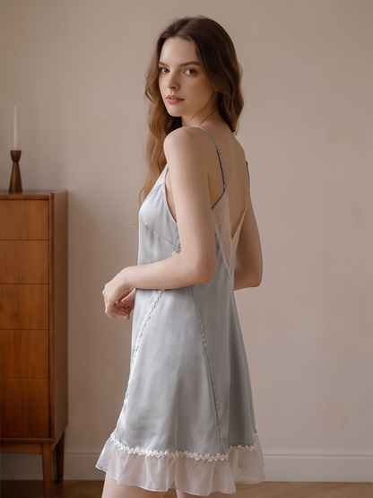 *NEW* Amelie Blue Satin Chemise