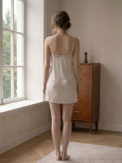 Wonder 18 Clara Satin Camisole White High Sheen Soft Dress