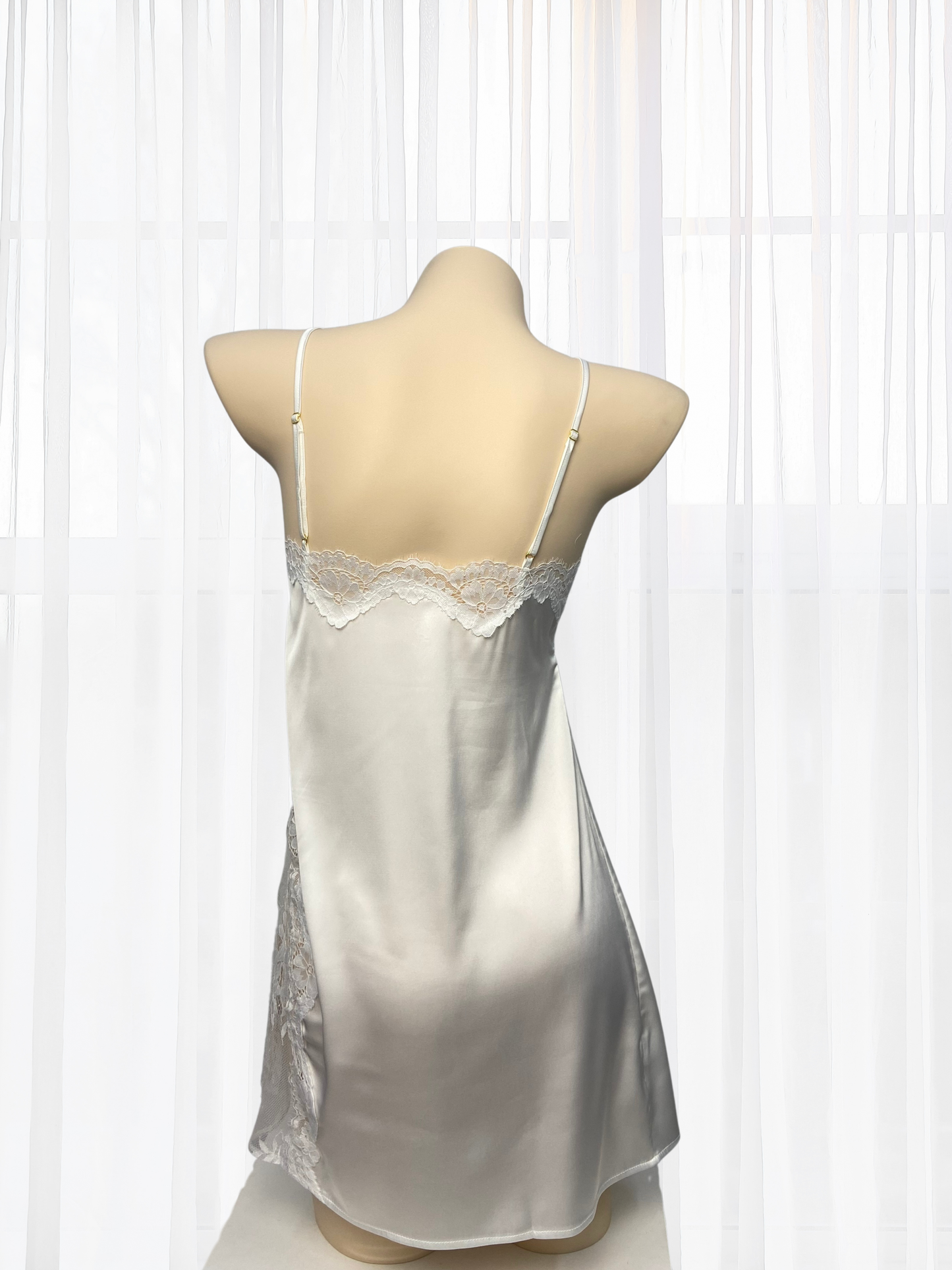 Wonder 18 Clara Satin Camisole White High Sheen Soft Dress