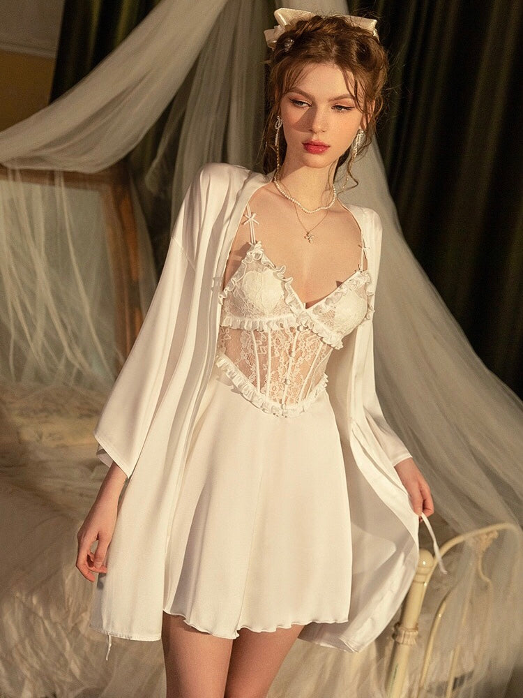 sexy white satin nightdress