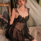 cute and sexy black babydoll with robe