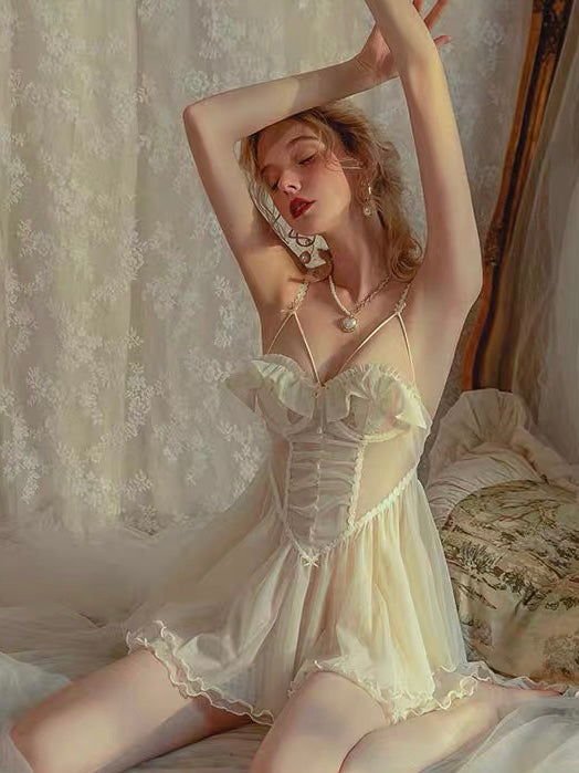 sexy cute beige nightwear for special occasion and romantic night