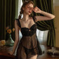 cute sexy seductive babydoll with ruffle shoulder straps and see through effect