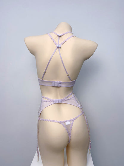 Wonder 18 Layla 3 Piece Lingerie Set - Bra, Garter, Panty