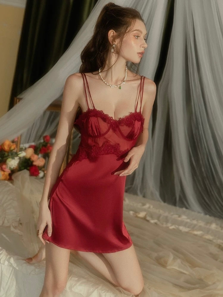 Wonder 18 Romy Satin Babydoll with robe. It brings playful lightness to evenings, its sheer silhouette moving with a quiet fluidity.