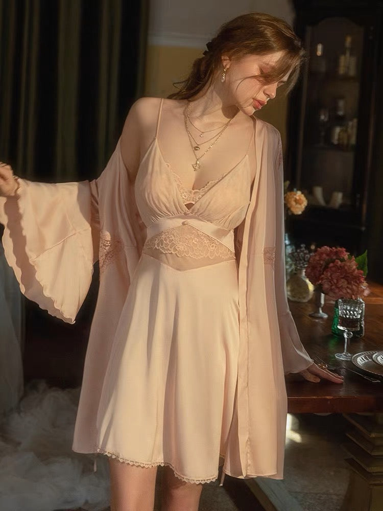 sexy satin nightdress in pink