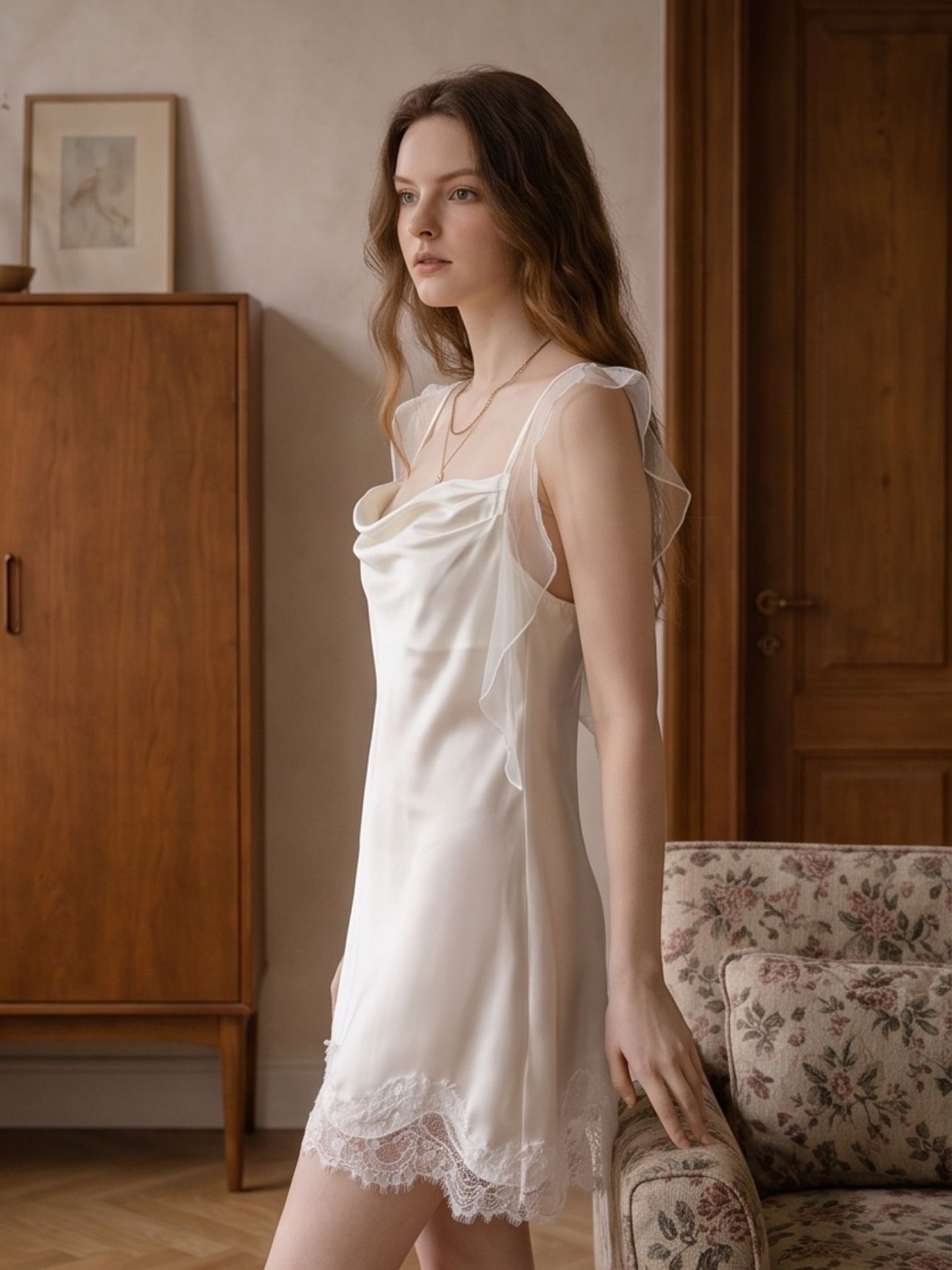 Jilian Beige Satin Chemise - Wonder 18