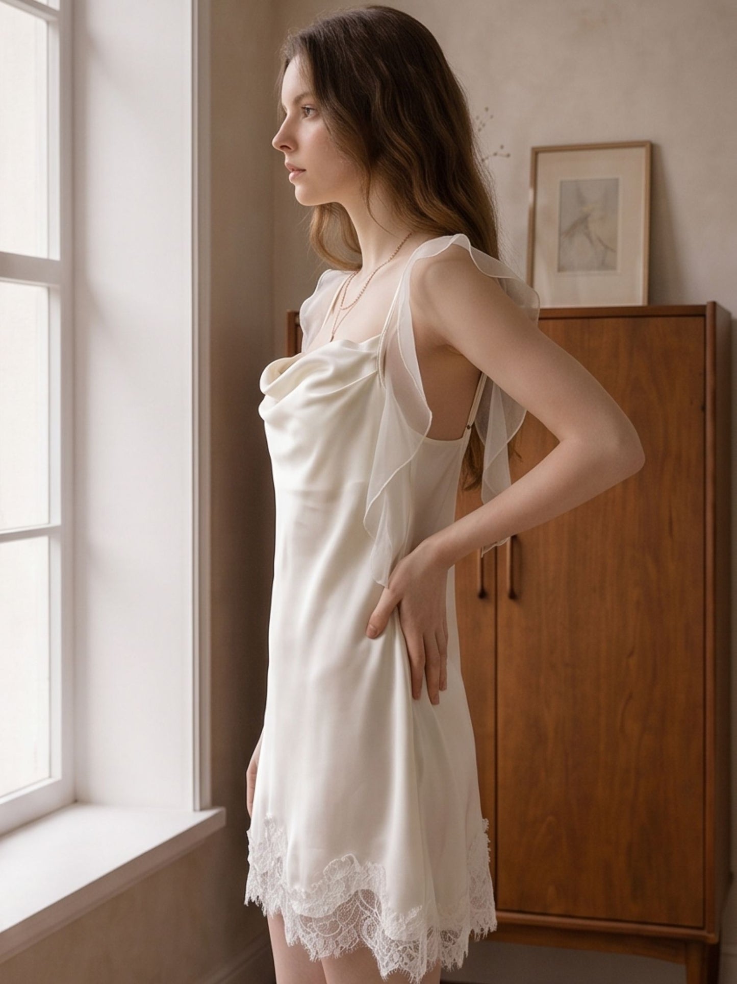 Jilian Beige Satin Chemise - Wonder 18