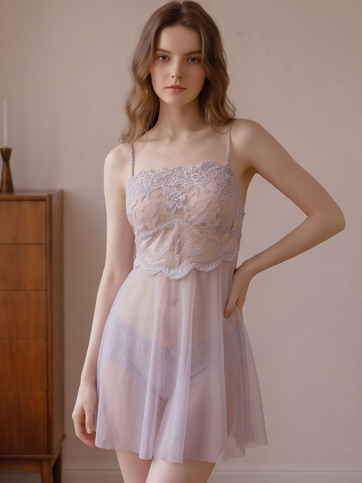 Delphine Lavender Lace Babydoll - Wonder 18