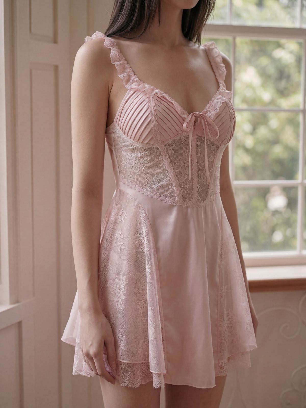 Wonder 18 Arielle Pink Satin Babydoll Nightgown