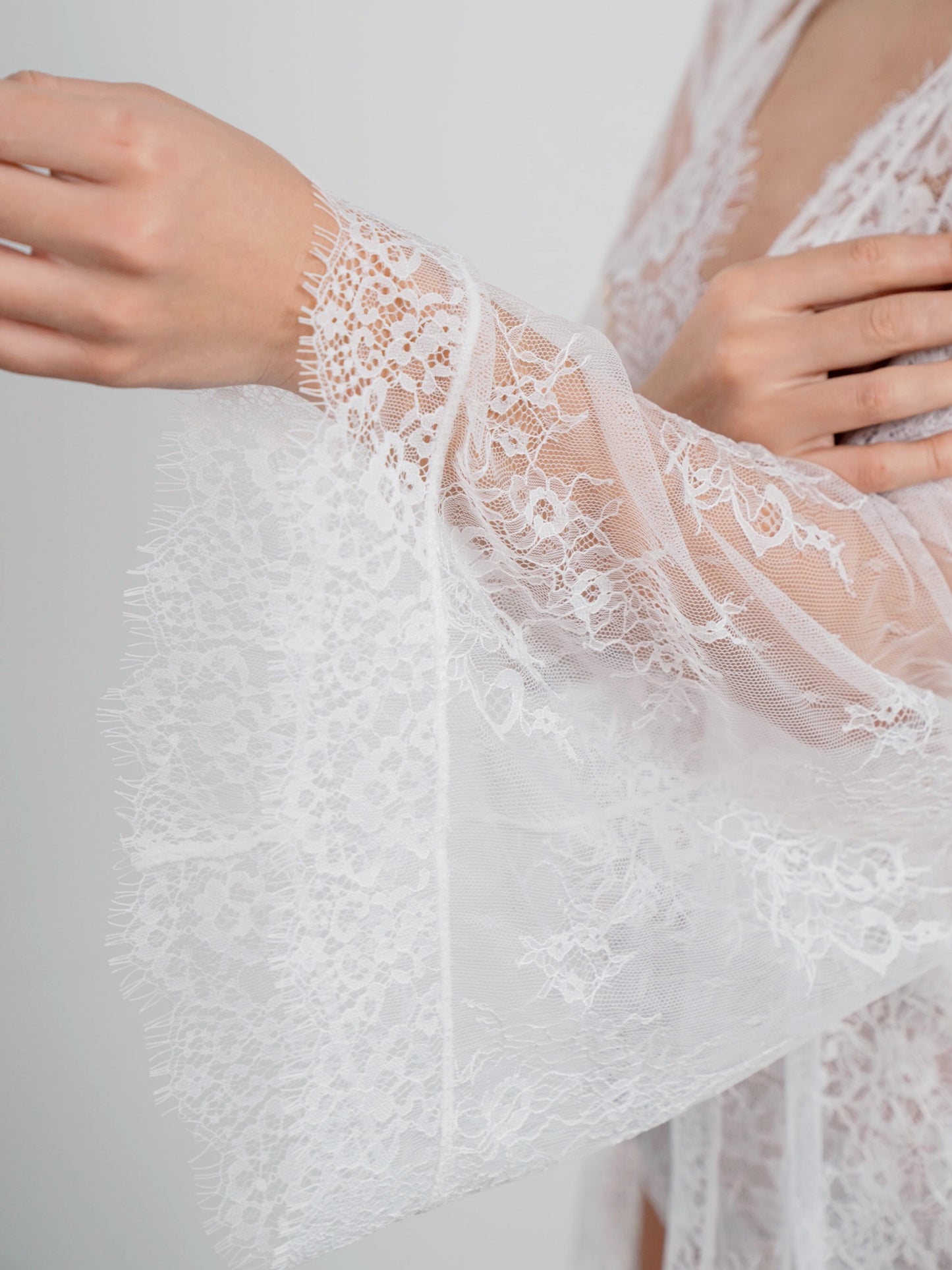 Debbie French Eyelash Bride Robe - White
