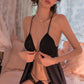 sexy black satin babydoll