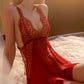 sexy red colour lace nightdress