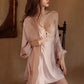 sexy pink nightdress lingerie with robe