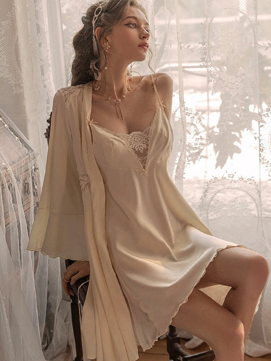 sexy nightdress lingerie with robe