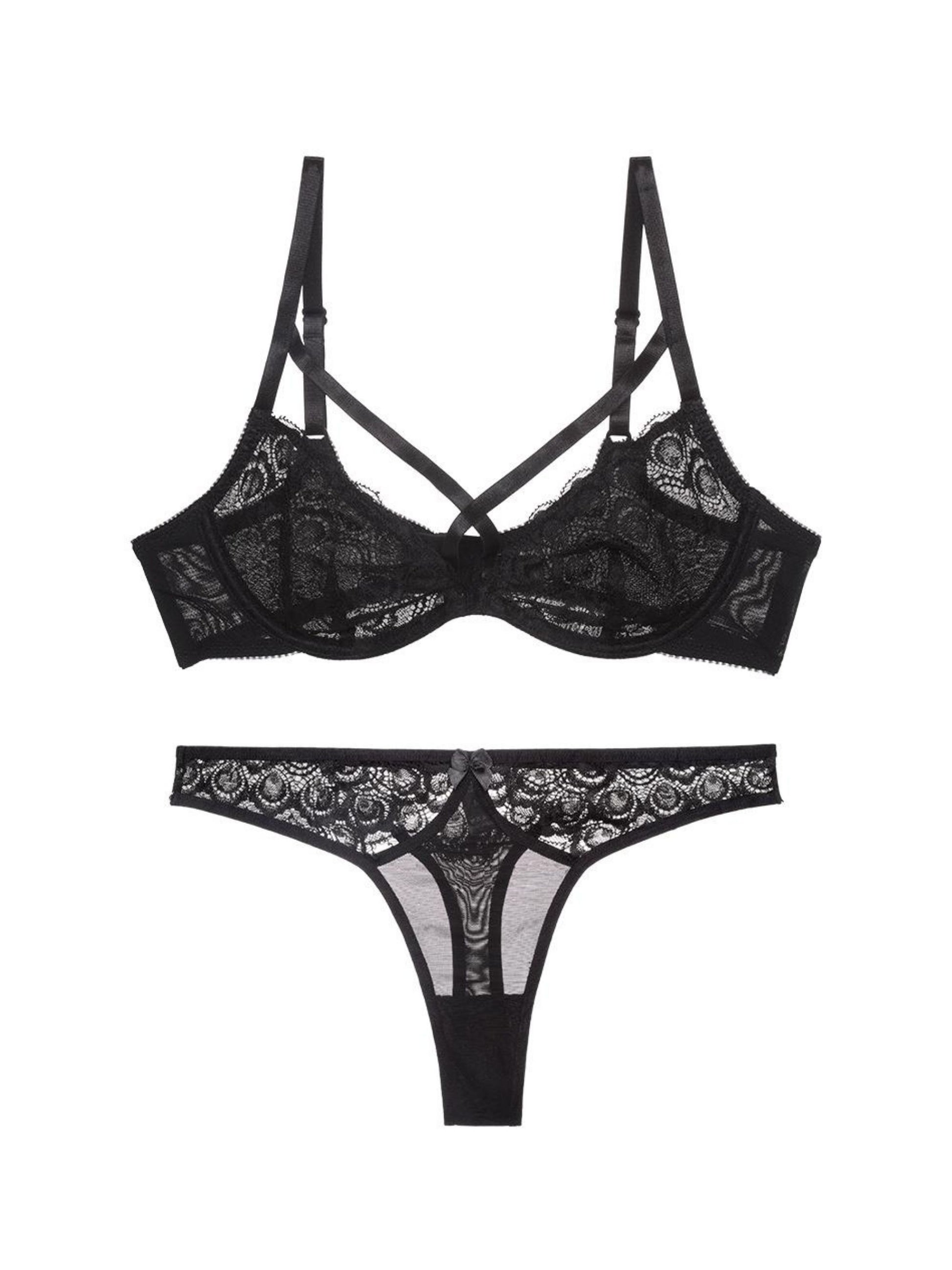 sexy black bra and panty